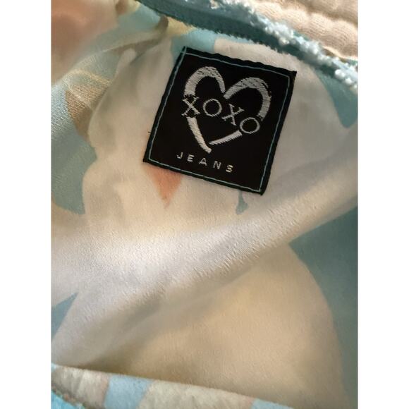 XOXO Jeans Y2K Vintage 90s Midi Slip Skirt Womens Medium Floral Blue Boho - Picture 5 of 5